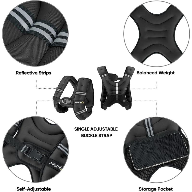 Weighted Vest Men 5Lbs/10Lbs/15Lbs/20Lbs/25Lbs/30Lbs Weights with Reflective Stripe, Weighted Vest for Women Workout Equipment for Strength Training Running